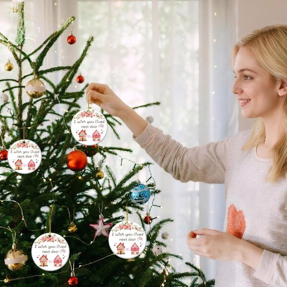 🆕 Christmas Tree Ornament I Wish You Lived Next Door Friendship Xmas Decoration - Picture 2 of 7